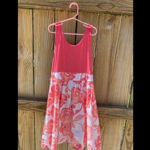 Girls coral and white dress